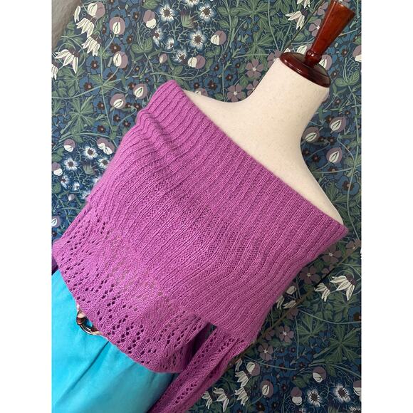 Vintage off the shoulder sweater in pink, size M/L - Picture 2 of 5